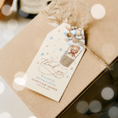 テディベアーブルーバルーンバーリーウェイベビーシャワー ギフトタグ