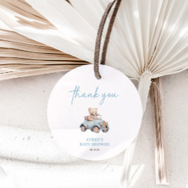 テディベアーブルーバルーンバーリーウェイベビーシャワー フェイバータグ