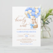 テディベアーブルーバルーンバーリーウェイベビーシャワー 招待状 (スタンド正面)