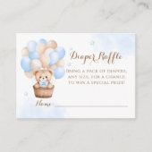 テディベアーブルーバルーンボーイベビーシャワー エンクロージャーカード (正面)