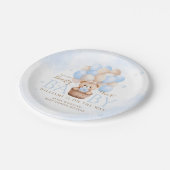 テディベアーブルーバルーンボーイベビーシャワー ペーパープレート (アングル)