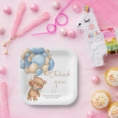 テディベアーブルーバルーン赤ちゃんシャワーありがとうパ ペーパープレート (パーティー)