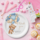 テディベアーブルーバルーン赤ちゃんシャワーありがとう ペーパープレート (パーティー)