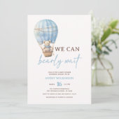 テディベアーブルービー待ち少年ベイビーシャワー 招待状 (スタンド正面)