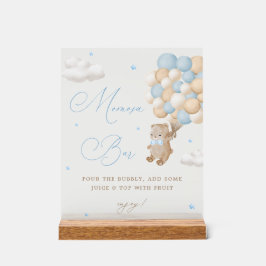 テディベアーブルーベビーシャワーミモザバー アクリルサイン