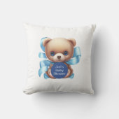 テディベアーブルーベビーシャワー クッション (正面)