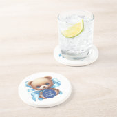 テディベアーブルーベビーシャワー コースター (側面)