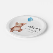 テディベアーブルーベビーシャワー ペーパープレート (アングル)