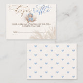 テディベアーブルーボーイベビーシャワーおむつラッフル エンクロージャーカード (正面/裏面)