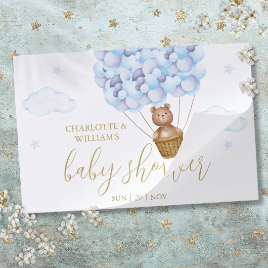 テディベアーブルーボーイベビーシャワー紙ランチョンマット ペーパーパッド