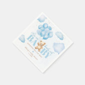 テディベアーブルー私たちは赤ちゃんシャワーを待つことができる スタンダードカクテルナプキン (角)