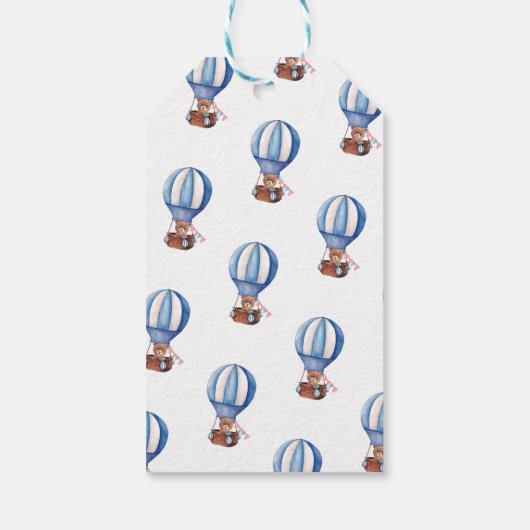 テディベアーブルー1歳の誕生日 ギフトタグ (裏面)