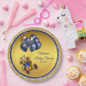 テディベアープリンス気球ベビーシャワー ペーパープレート (パーティー)