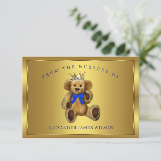 テディベアープリンス赤ちゃんシャワーサンキューカード サンキューカード (スタンド正面)