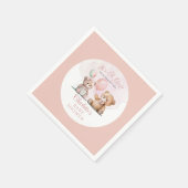 テディベアーベアーベリーベイビーシャワーを待つ女の子だ スタンダードカクテルナプキン (角)