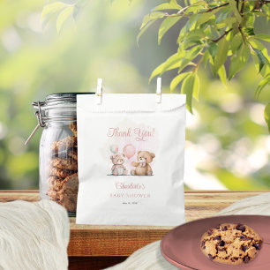 テディベアーベアーベリーベイビーシャワーを待つ女の子だ フェイバーバッグ