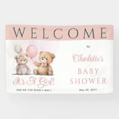 テディベアーベアーベリーベイビーシャワーを待つ女の子だ 横断幕 (横)