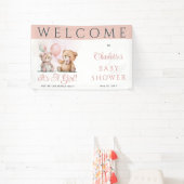 テディベアーベアーベリーベイビーシャワーを待つ女の子だ 横断幕 (インサイチュ)