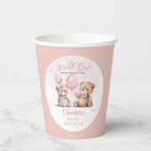 テディベアーベアーベリーベイビーシャワーを待つ女の子だ 紙コップ (正面)