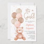 テディベアーベイビーシャワーガール招待状 招待状 (正面)