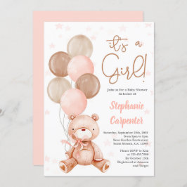 テディベアーベイビーシャワーガール招待状 招待状