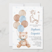 テディベアーベイビーシャワーボーイ招待状 招待状 (正面)