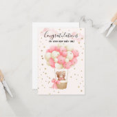 テディベアーベビーガールおめでとうカード カード (正面/裏面インサイチュ)