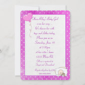 テディベアーベビーガールシャワー 招待状 (裏面)