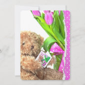 テディベアーベビーガールシャワー 招待状 (正面)