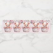 テディベアーベビーガールピンクの花のパーティー ペットボトルラベル (シングルラベル)