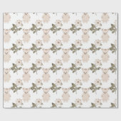 テディベアーベビーガールフローラニュートラルベビーシャワー ラッピングペーパー (フラット)