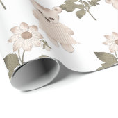 テディベアーベビーガールフローラニュートラルベビーシャワー ラッピングペーパー (ロールコーナー)