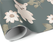 テディベアーベビーガールフローラベビーシャワー ラッピングペーパー (ロールコーナー)