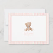 テディベアーベビーガールベビーシャワー ノートカード (正面)
