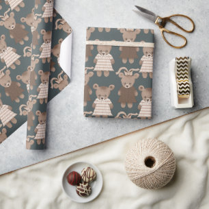 テディベアーベビーガールベビーシャワー ラッピングペーパー