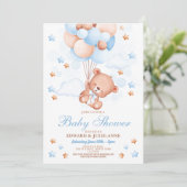 テディベアーベビーシャワーボーイブルーパーティー 招待状 (スタンド正面)