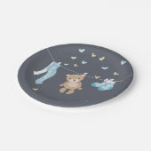 テディベアーベビーシャワー紙プレートボーイブルーグレー ペーパープレート (アングル)