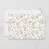 テディベアーベージュトイレベビーブシャワーサンキューカード 招待状 (裏面)