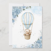 テディベアーホットエアバルーンブルーフローラベビーシャワー サンキューカード (裏面)