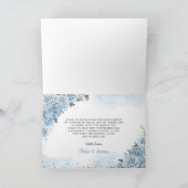 テディベアーホットエアバルーンブルーフローラベビーシャワー サンキューカード (内部)