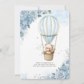 テディベアーホットエアバルーンブルーフローラベビーシャワー 招待状 (裏面)