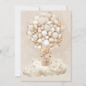 テディベアーホットエアバルーンベビーシャワーホワイトタン 招待状 (裏面)