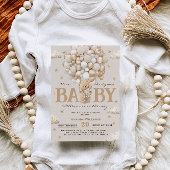 テディベアーホットエアバルーンベビーシャワー金ゴールドタン 招待状