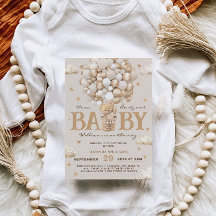 テディベアーホットエアバルーンベビーシャワー金ゴールドタン