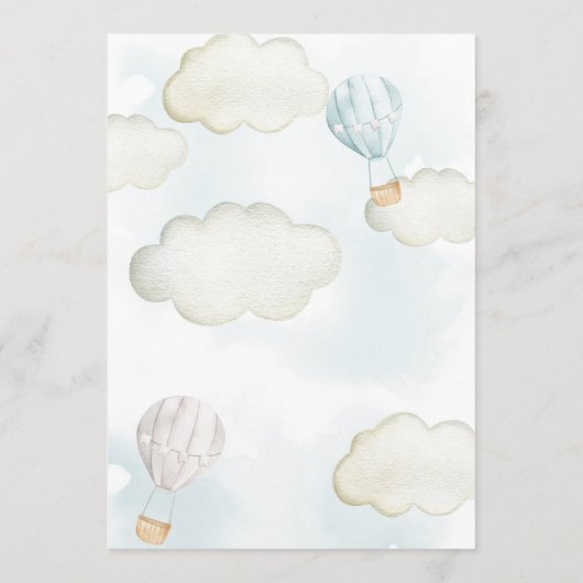 テディベアーホットエアバルーンボーイベビーシャワー 招待状 (裏面)
