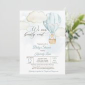 テディベアーホットエアバルーンボーイベビーシャワー 招待状 (スタンド正面)