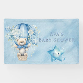 テディベアーホットエアバルーンボーイベビーシャワー 横断幕