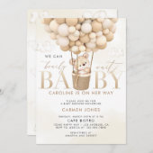 テディベアーホットエアバルーン赤ちゃんシャワー招待状 招待状 (正面/裏面)