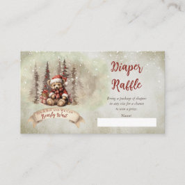 テディベアーホリデーボーイベビーシャワーおむつラッフル エンクロージャーカード