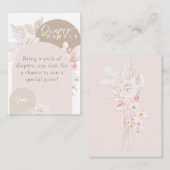 テディベアーボホモダンガールベビーシャワーオムツ エンクロージャーカード (正面/裏面)